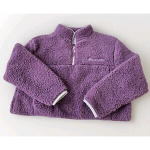 Champion Women's Medium Cozy High Pile Quarter Zip Pullover Purple Athletic wear
